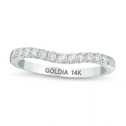 0.25 CT. TW Diamond Contour Wedding Band in 14K White Gold