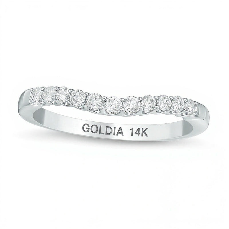 0.25 CT. TW Diamond Contour Wedding Band in 14K White Gold