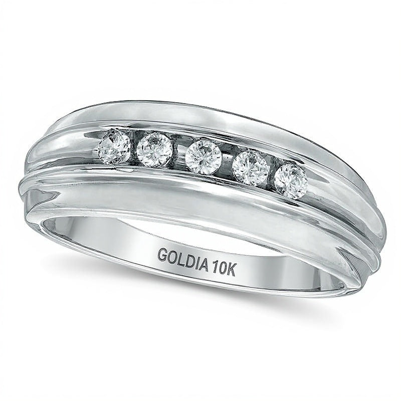 0.25 CT. TW Diamond Five Stone Wedding Band in 10K White Gold