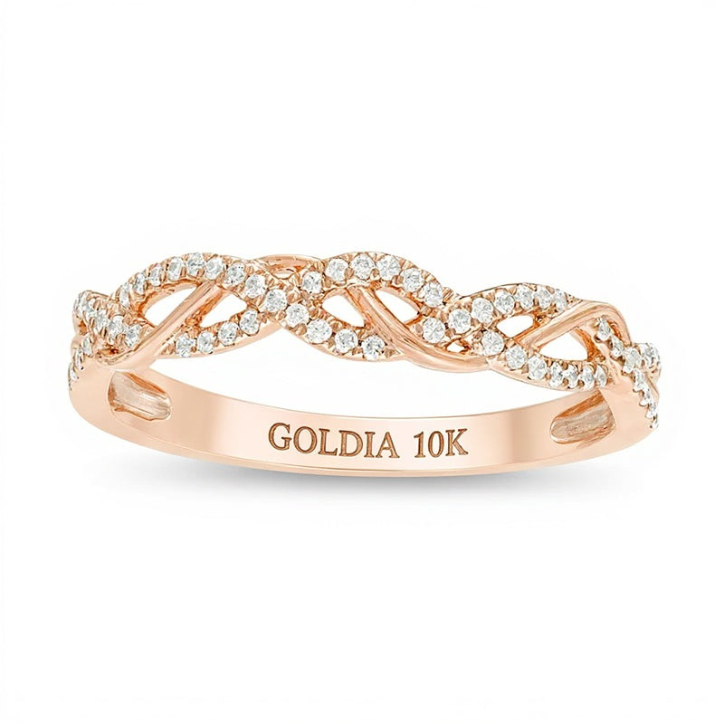 0.17 CT. TW Diamond Twist Anniversary Band in 10K Rose Gold
