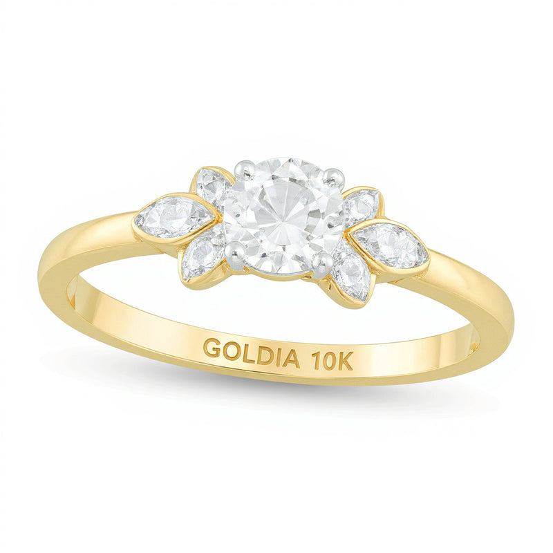 0.38 CT. TW Diamond Petal Tri-Sides Engagement Ring in 10K Gold