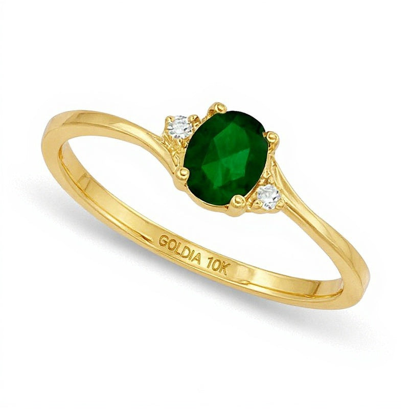 Oval Emerald and Diamond Ring in 10K Gold