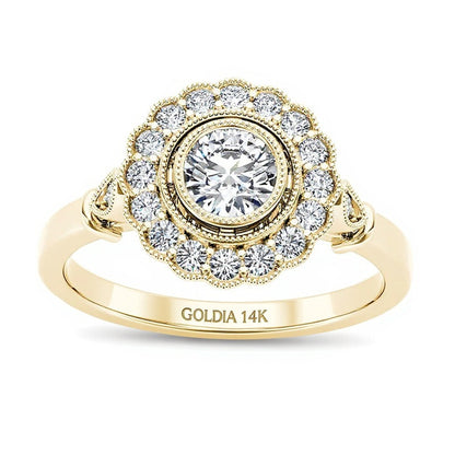 0.63 CT. TW Diamond Frame Vintage-Style Engagement Ring in 14K Gold