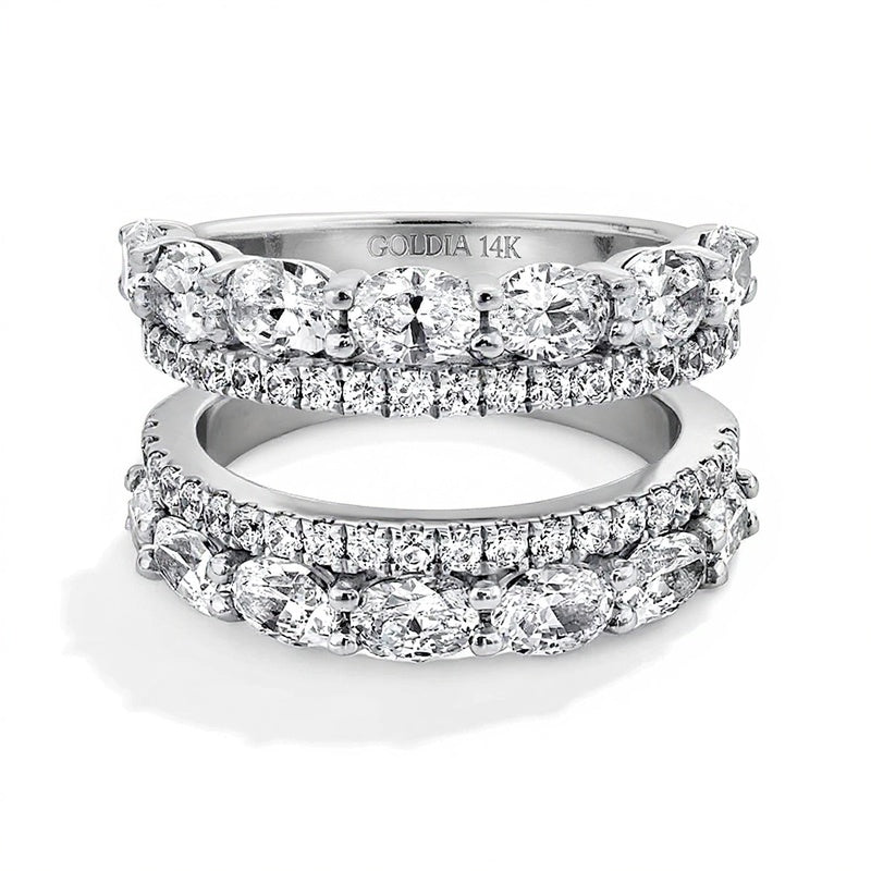 3.0 CT. TW Oval and Round Lab-Grown Diamond Double Row Solitaire Enhancer in 14K White Gold (F/VS2)
