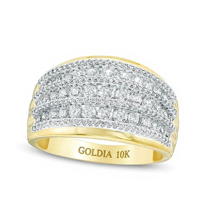 1.0 CT. TW Diamond Alternating Graduated Multi-Row Ring in 10K Gold