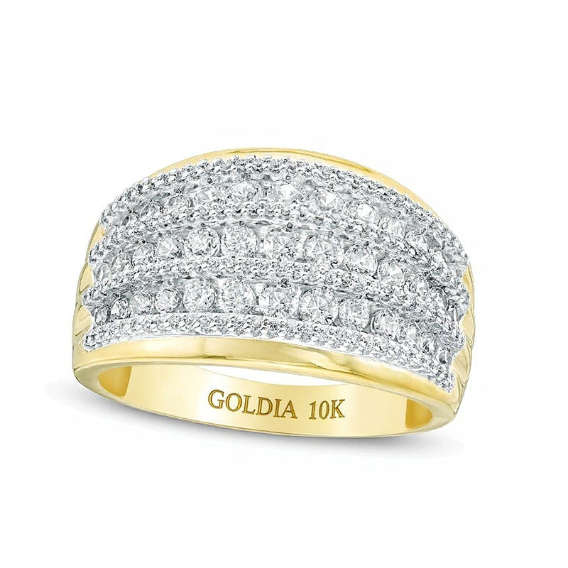 1.0 CT. TW Diamond Alternating Graduated Multi-Row Ring in 10K Gold