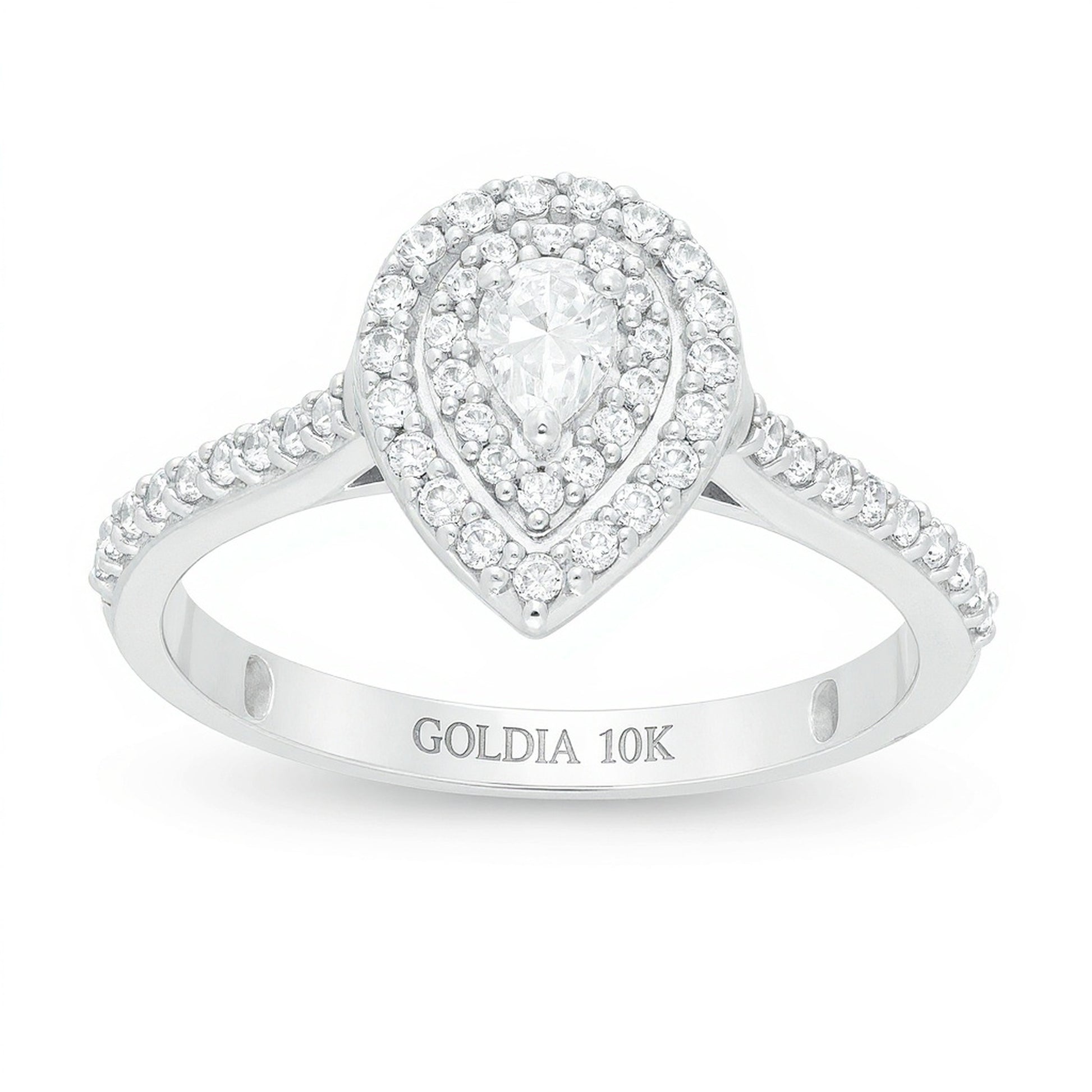 0.5 CT. TW Pear-Shaped Diamond Double Frame Engagement Ring in 10K White Gold
