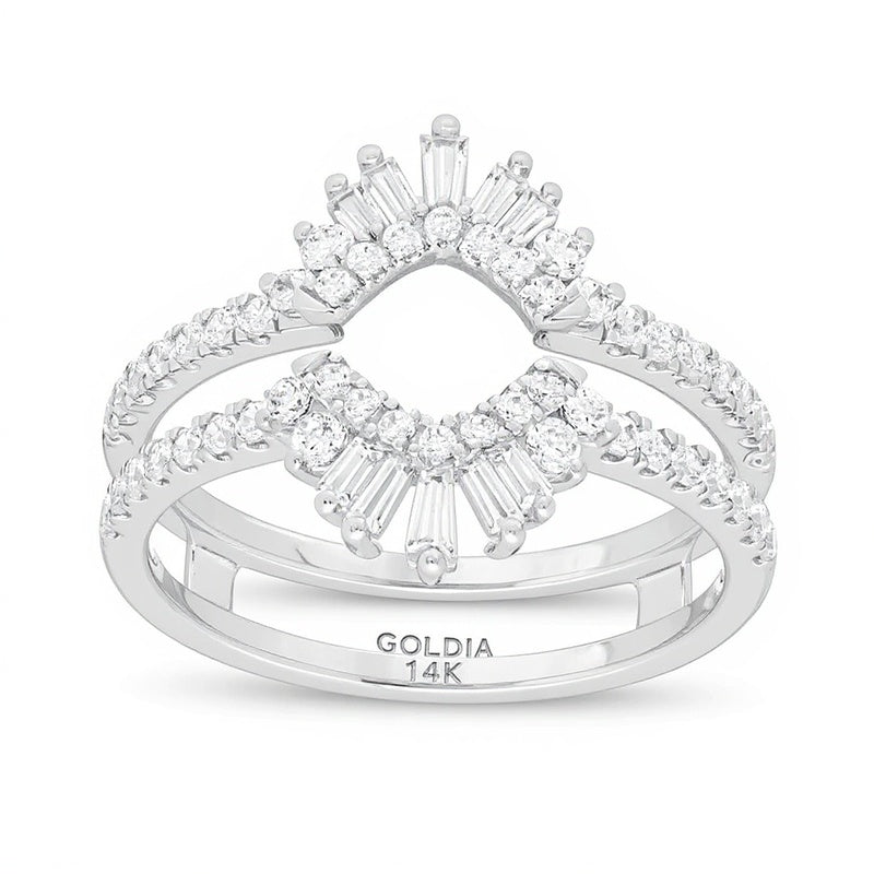 0.75 CT. TW Diamond Starburst Solitaire Enhancer in 14K White Gold