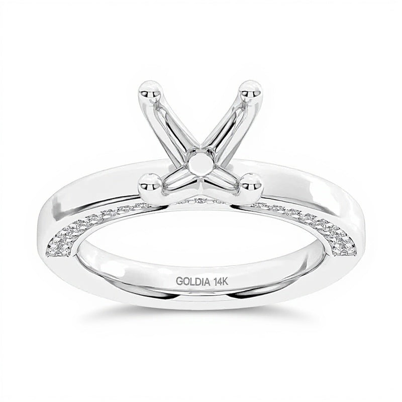 0.33 CT. TW Diamond Shank Four-Prong Solitaire Semi-Mount Setting in 14K White Gold