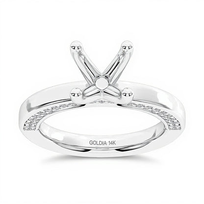 0.33 CT. TW Diamond Shank Four-Prong Solitaire Semi-Mount Setting in 14K White Gold