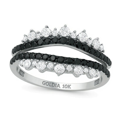 0.75 CT. TW Enhanced Black and White Diamond Tiara Style Solitaire Enhancer in 10K White Gold