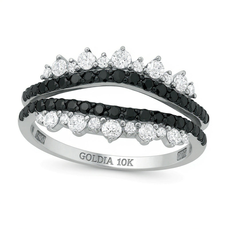 0.75 CT. TW Enhanced Black and White Diamond Tiara Style Solitaire Enhancer in 10K White Gold