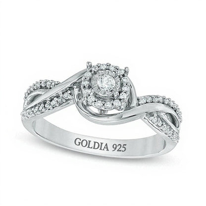 0.25 CT. TW Diamond Swirl Twist Shank Promise Ring in Sterling Silver