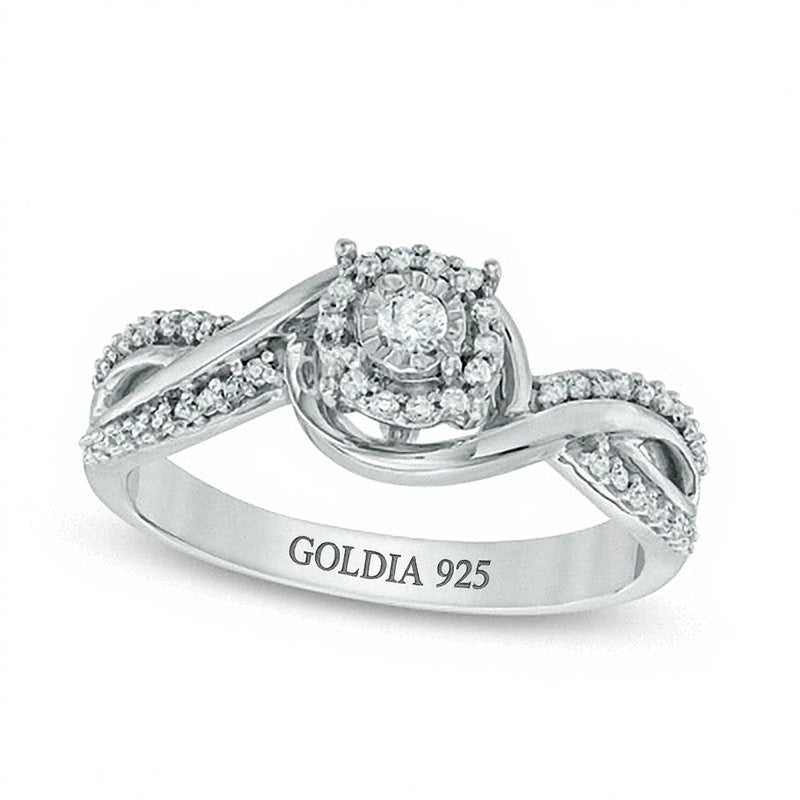 0.25 CT. TW Diamond Swirl Twist Shank Promise Ring in Sterling Silver