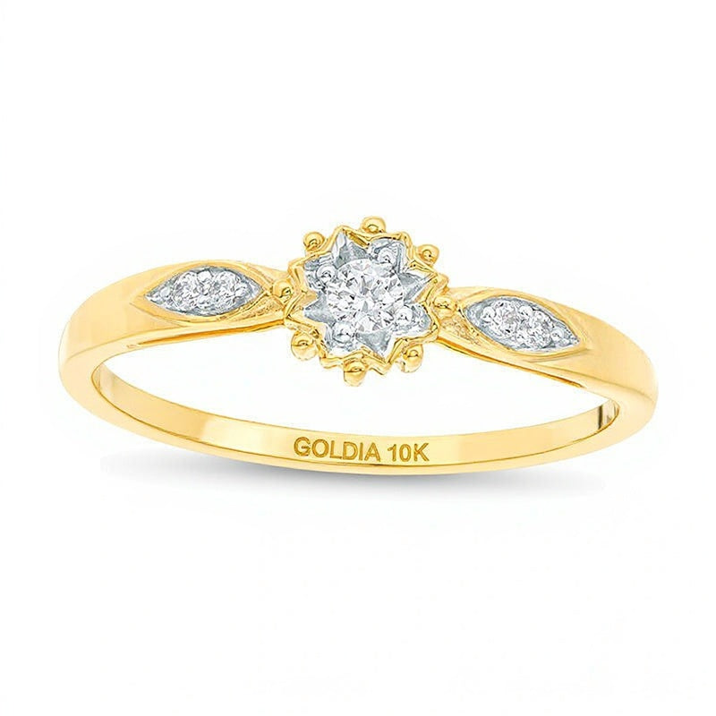 0.07 CT. TW Diamond Sunburst Promise Ring in 10K Gold