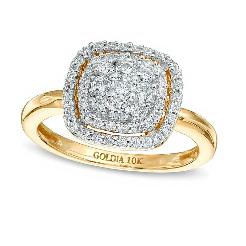 0.5 CT. TW Multi-Diamond Frame Ring in 10K Gold
