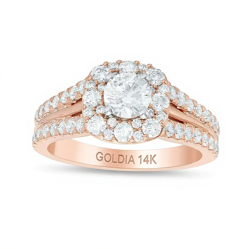 1.5 CT. TW Diamond Cushion Engagement Ring in 14K Two-Tone Gold (I/I1)