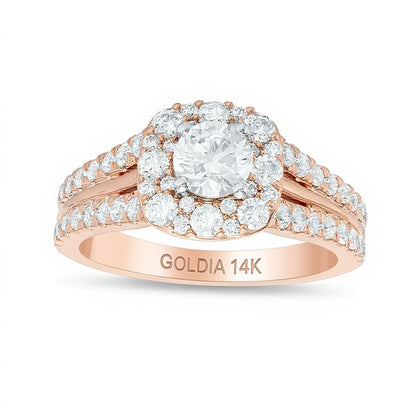 1.5 CT. TW Diamond Cushion Engagement Ring in 14K Two-Tone Gold (I/I1)