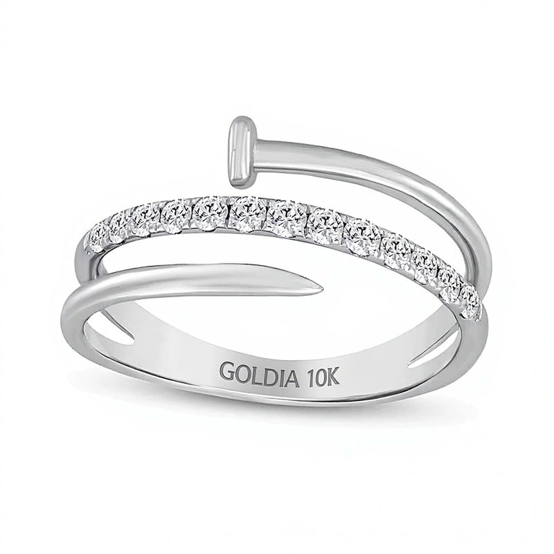 0.33 CT. TW Diamond Spiral Nail Ring in 10K White Gold