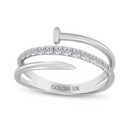0.33 CT. TW Diamond Spiral Nail Ring in 10K White Gold