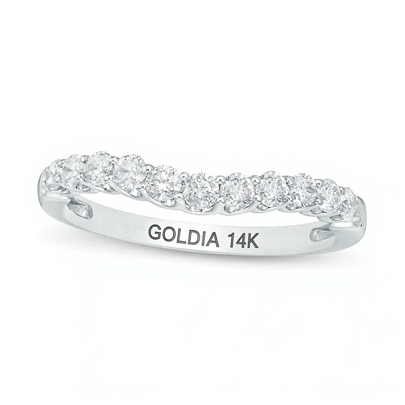 0.5 CT. TW Diamond Contour Wedding Band in 14K White Gold