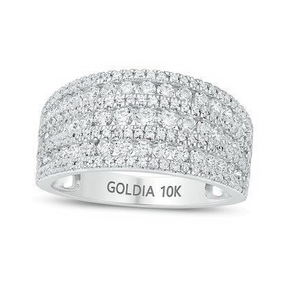 1.25 CT. TW Diamond Alternating Multi-Row Ring in 10K White Gold