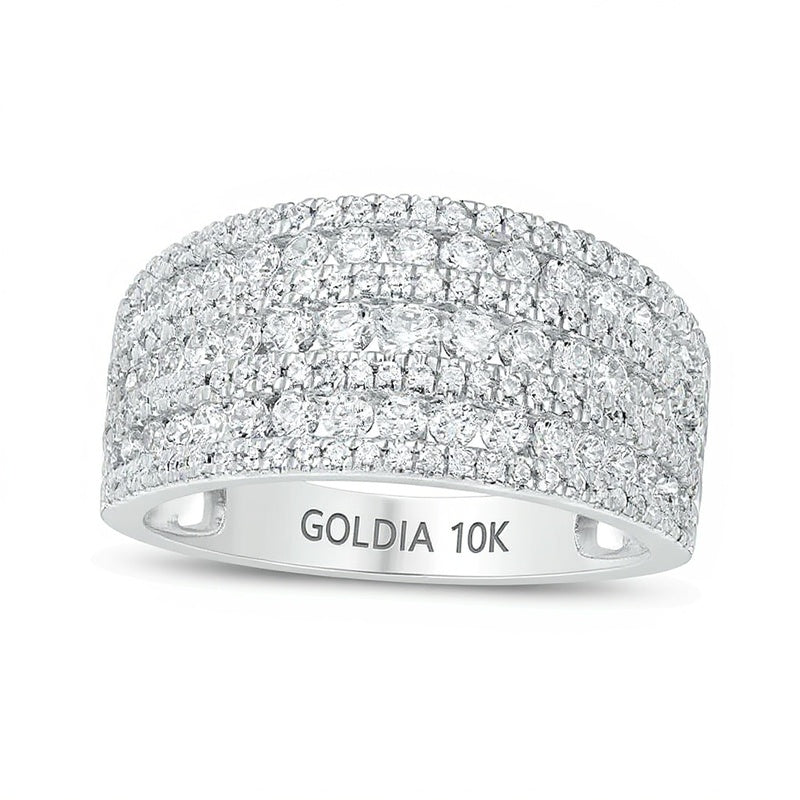 1.25 CT. TW Diamond Alternating Multi-Row Ring in 10K White Gold