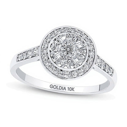 0.38 CT. TW Multi-Diamond Frame Ring in 10K White Gold