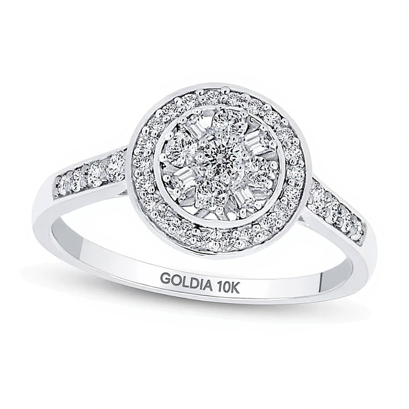 0.38 CT. TW Multi-Diamond Frame Ring in 10K White Gold