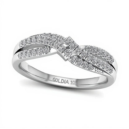 0.33 CT. TW Diamond Crossover Anniversary Band in 10K White Gold