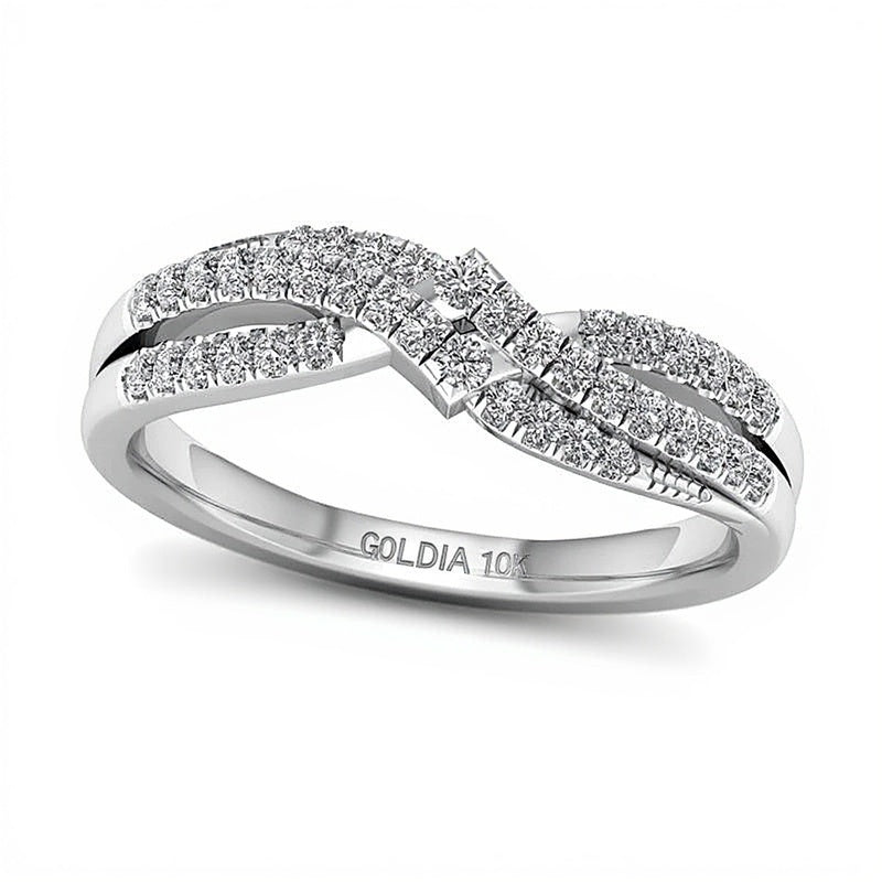 0.33 CT. TW Diamond Crossover Anniversary Band in 10K White Gold