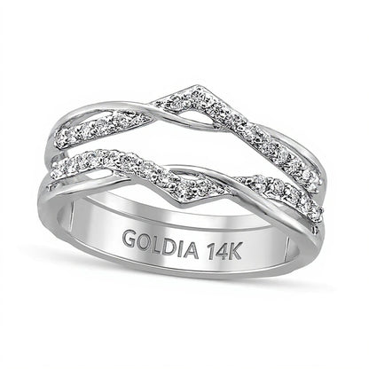 0.25 CT. TW Diamond Crossover Chevron Solitaire Enhancer in 14K White Gold