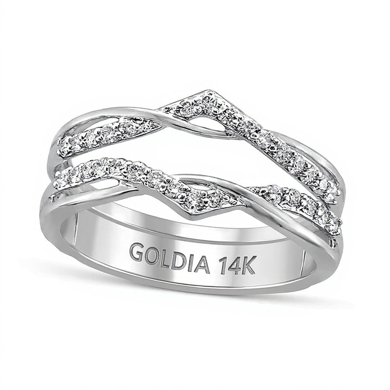 0.25 CT. TW Diamond Crossover Chevron Solitaire Enhancer in 14K White Gold