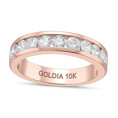 1.5 CT. TW Diamond Channel Eleven Stone Band in 10K Rose Gold (I/I2)