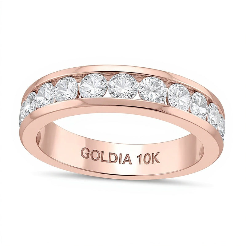 1.5 CT. TW Diamond Channel Eleven Stone Band in 10K Rose Gold (I/I2)