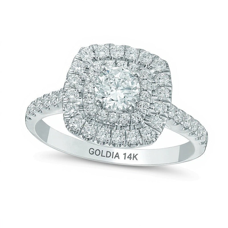 1.0 CT. TW Diamond Double Square Frame Engagement Ring in 14K White Gold