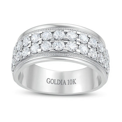2.0 CT. TW Diamond Raised Double Row Anniversary Band in 10K White Gold