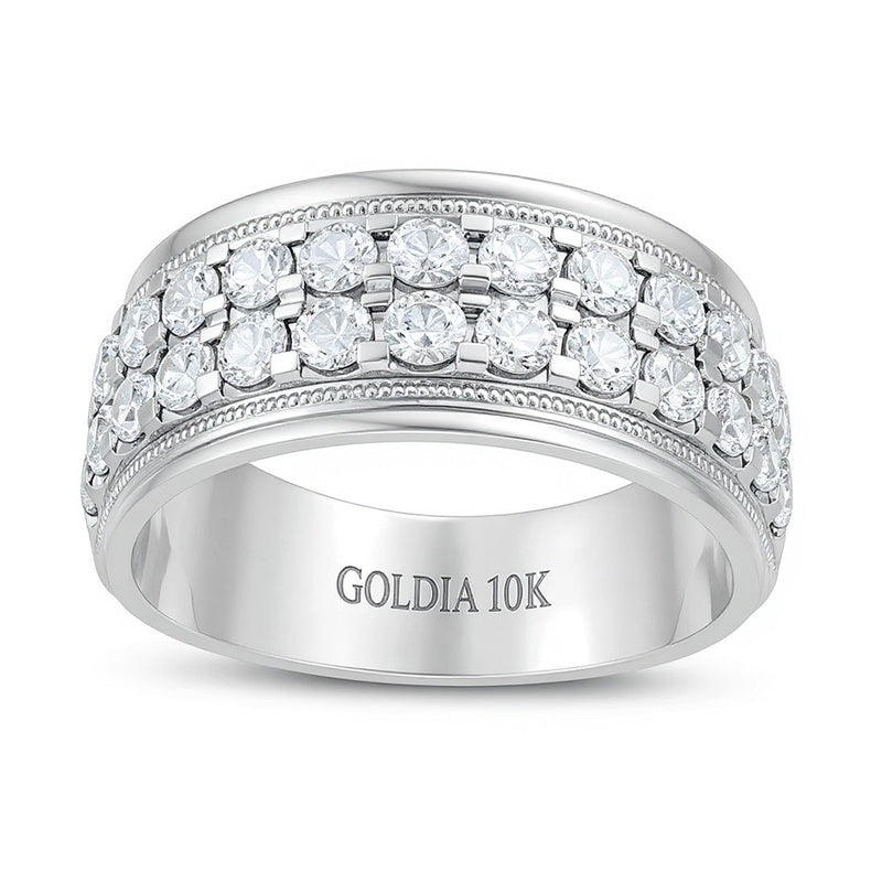 2.0 CT. TW Diamond Raised Double Row Anniversary Band in 10K White Gold