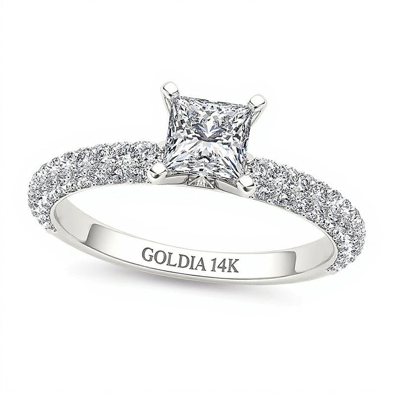 1.0 CT. TW Princess-Cut Diamond Engagement Ring in 14K White Gold