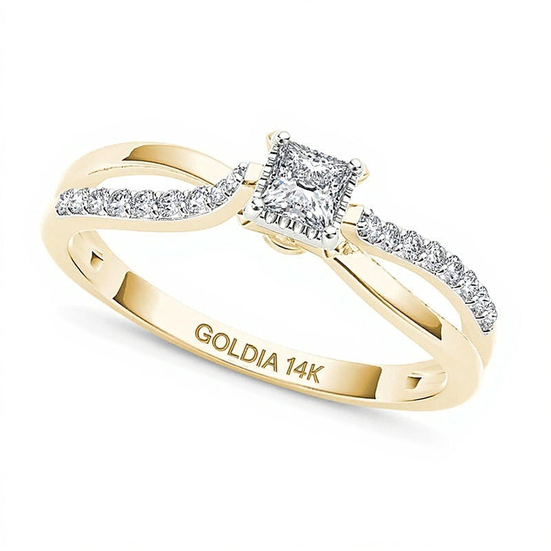 0.25 CT. TW Princess-Cut Diamond Split Shank Engagement Ring in 14K Gold