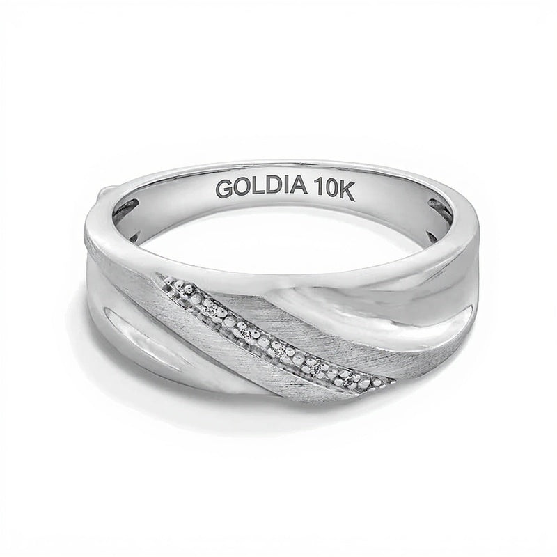 Diamond Accent Bypass Slant Ribbon Anniversary Band in 10K White Gold