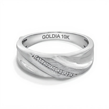 Diamond Accent Bypass Slant Ribbon Anniversary Band in 10K White Gold