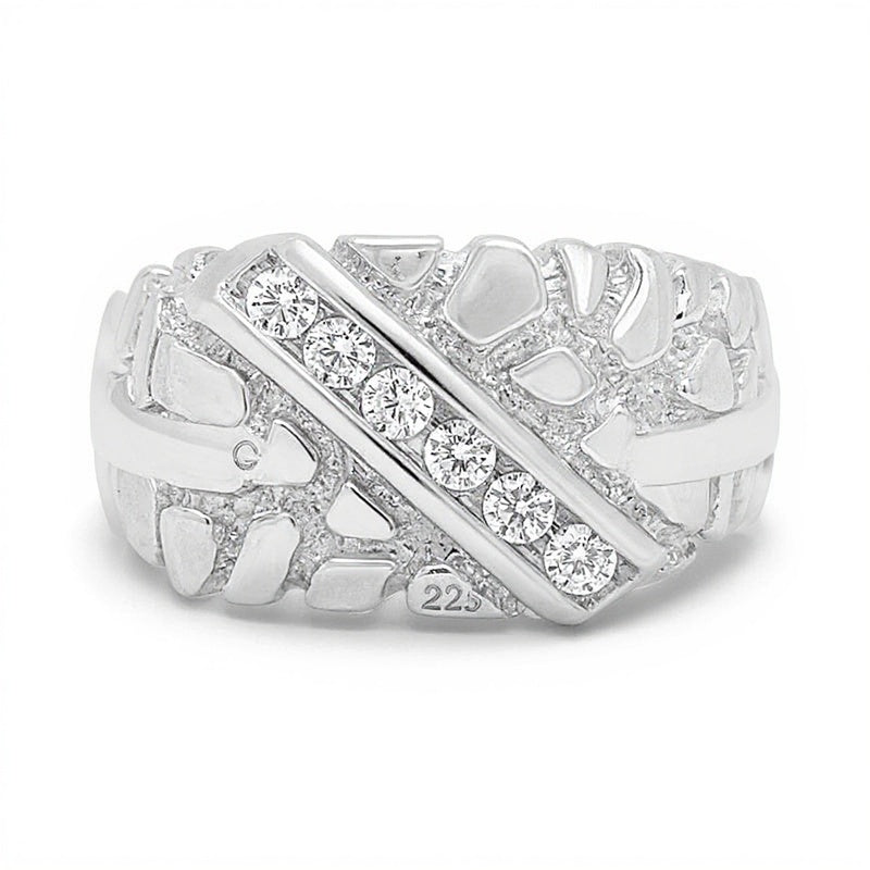 0.33 CT. TW Diamond Slant Six Stone Nugget Ring in Sterling Silver