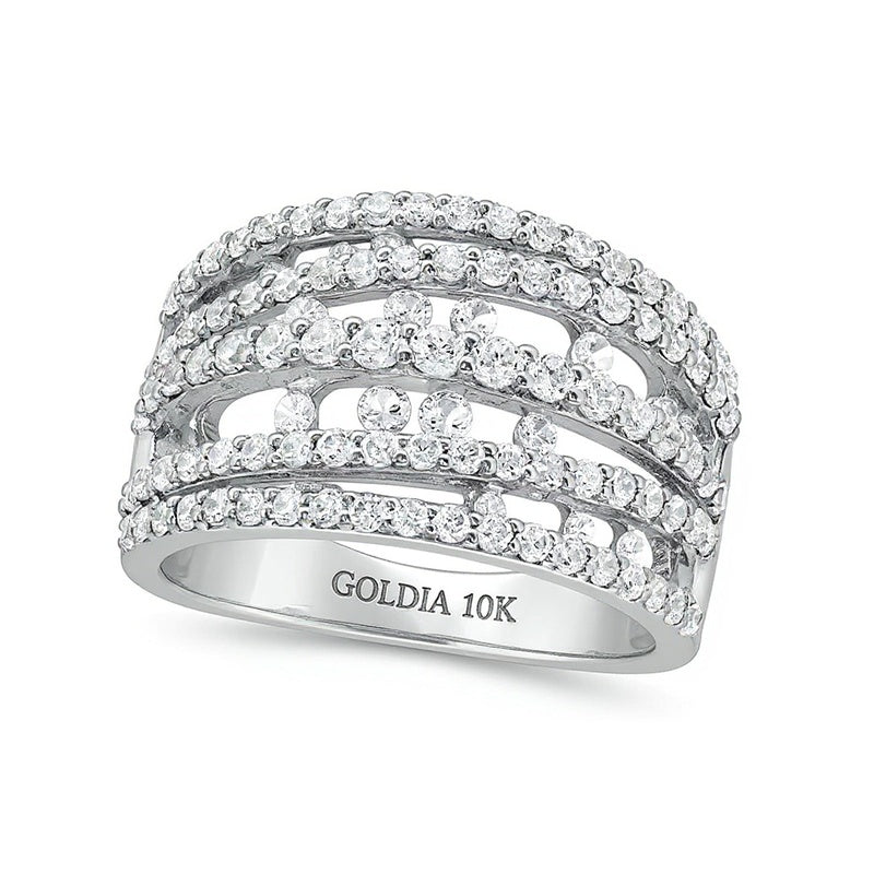 2.0 CT. TW Diamond Layered Overlay Multi-Row Band in 10K White Gold