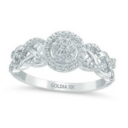 0.25 CT. TW Diamond Frame Loose Braid Shank Celtic Promise Ring in 10K White Gold