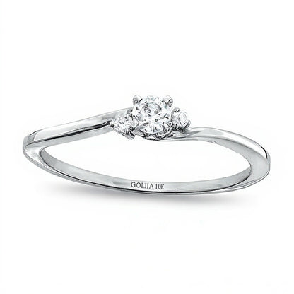 0.17 CT. TW Diamond Three Stone Promise Ring in 10K White Gold
