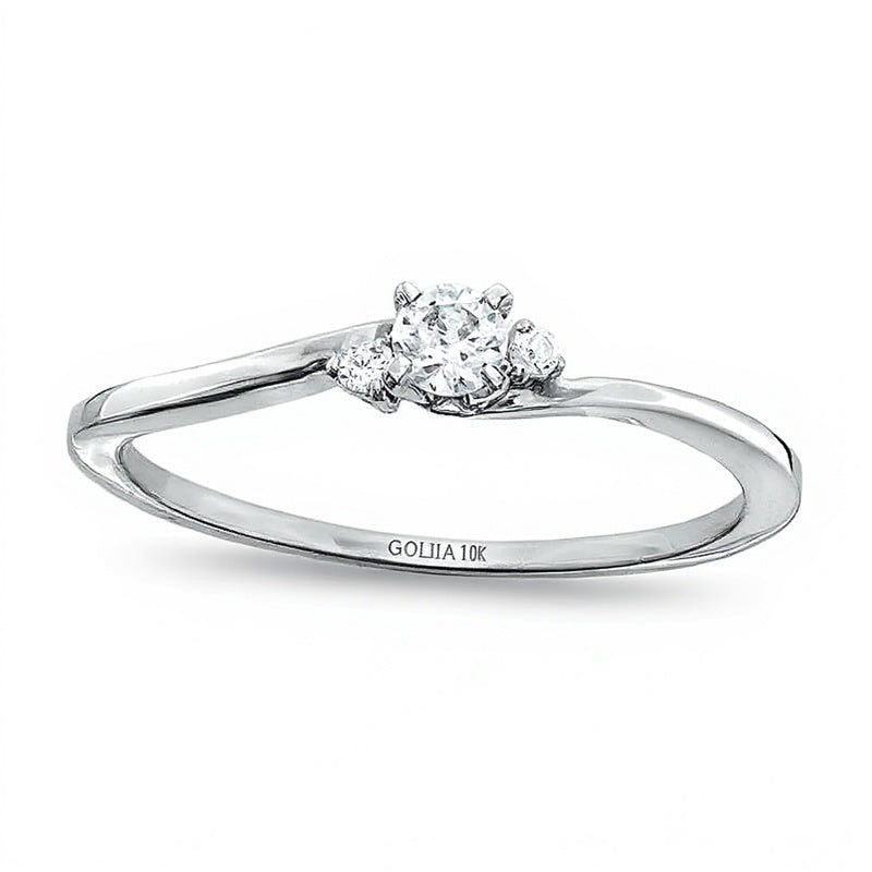 0.17 CT. TW Diamond Three Stone Promise Ring in 10K White Gold