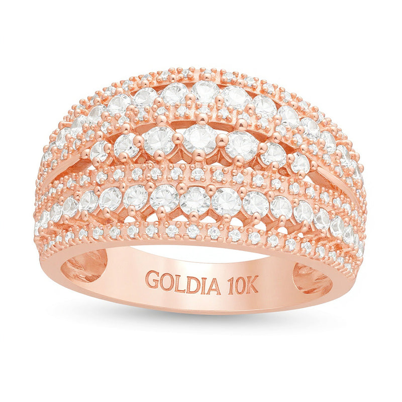 1.25 CT. TW Diamond Multi-Row Ring in 10K Rose Gold