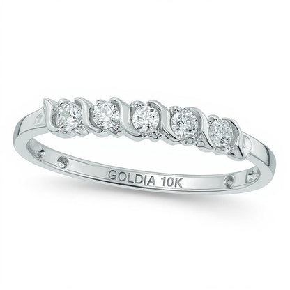 0.2 CT. TW Diamond Five Stone Wedding Band in 10K White Gold