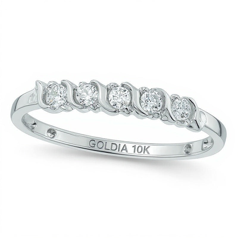 0.2 CT. TW Diamond Five Stone Wedding Band in 10K White Gold